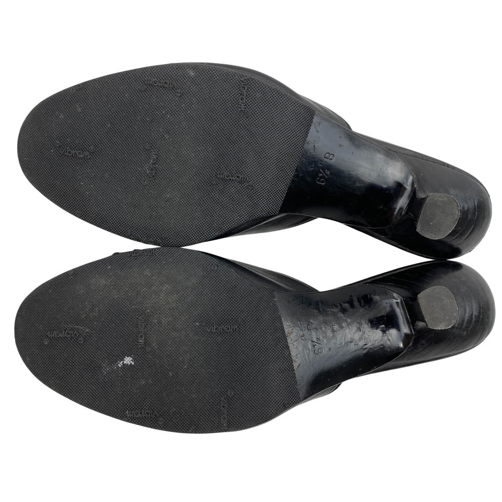 GUCCI グッチ リボンデザイン オープントゥ ヒール サンダル ブラック系【中古】