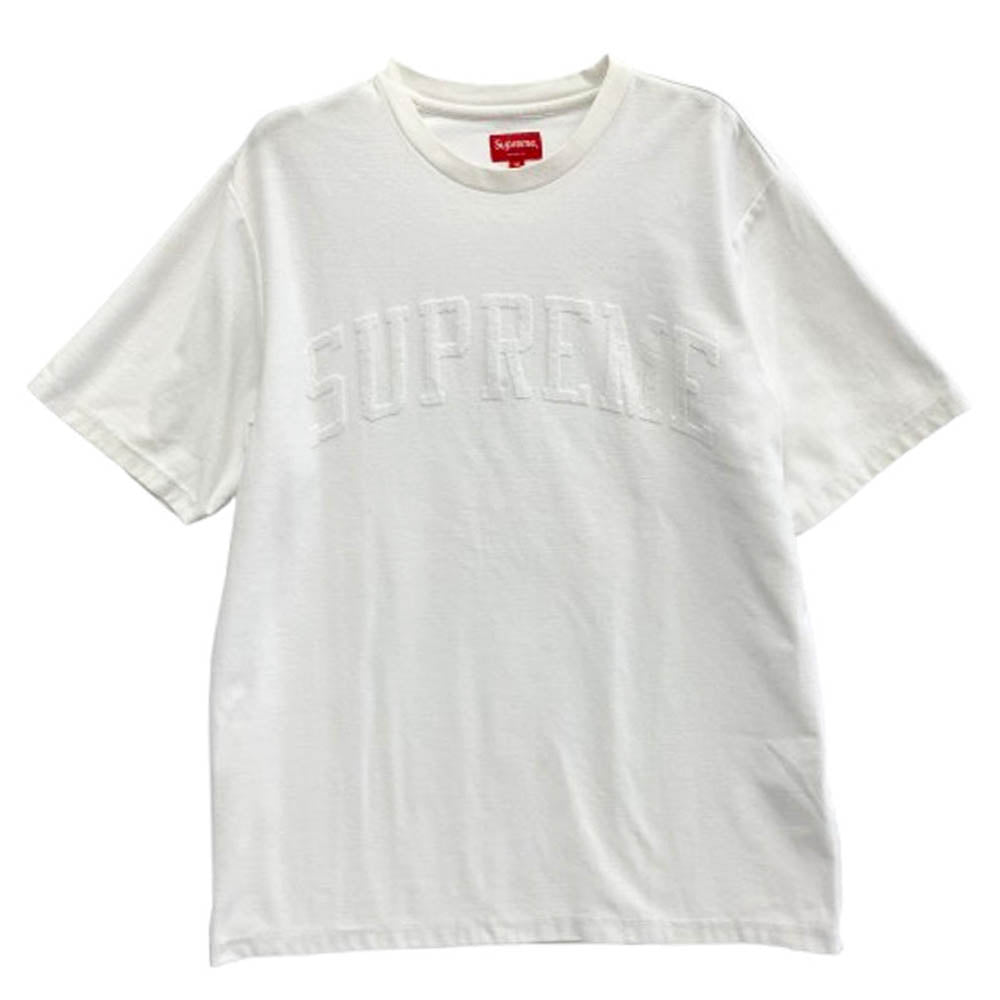 Supreme シュプリーム 19AW Chenille Arc Logo S/S Top パイル アーチロゴ 半袖 Tシャツ ホワイト系 M【中古】