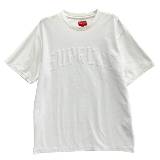 Supreme シュプリーム 19AW Chenille Arc Logo S/S Top パイル アーチロゴ 半袖 Tシャツ ホワイト系 M【中古】