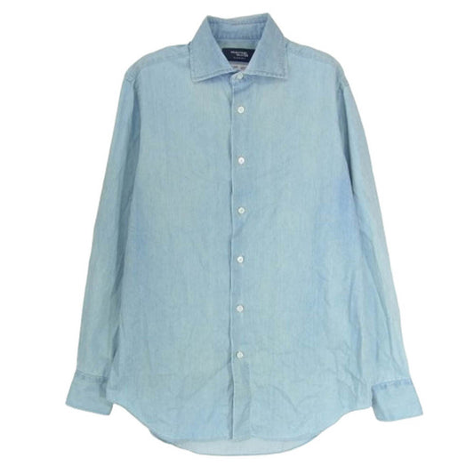 メーカーズシャツカマクラ 鎌倉シャツ スプレッドカラー デニム シャンブレー 長袖 シャツ ブルー系 38【中古】