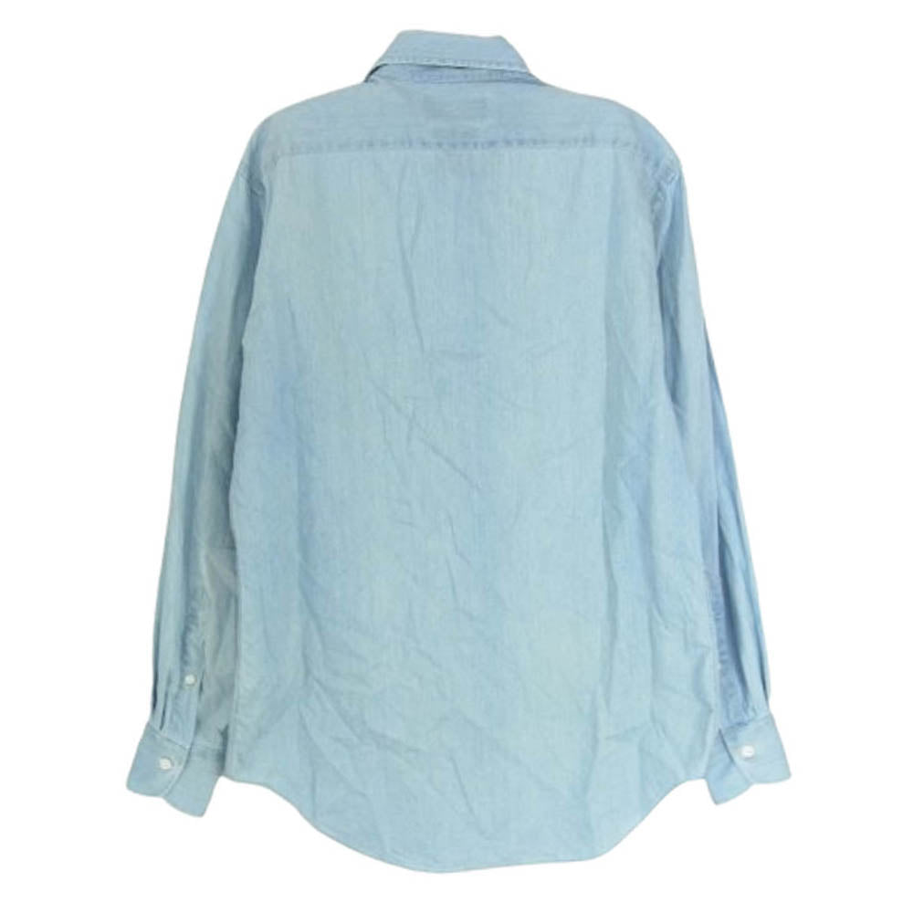 メーカーズシャツカマクラ 鎌倉シャツ スプレッドカラー デニム シャンブレー 長袖 シャツ ブルー系 38【中古】