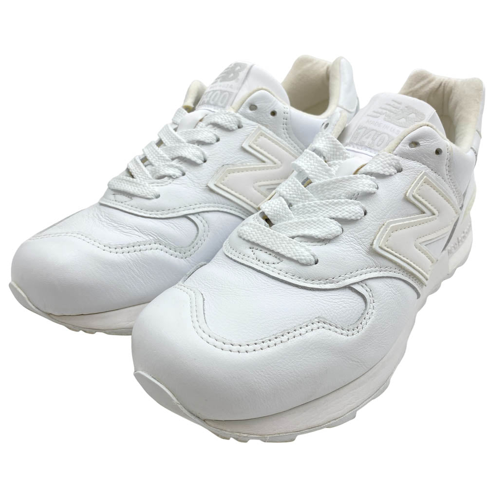 NEW BALANCE ニューバランス M1400B made in USA オールレザー ローカット スニーカー ホワイト系 26cm【中古】