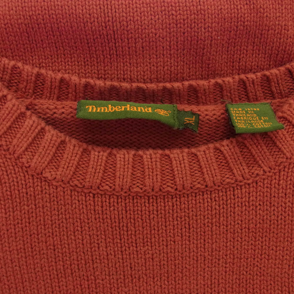 Timberland ティンバーランド Vintage ヴィンテージ 90s 袖ロゴ刺繍 ニット セーター エンジ系 XL【中古】
