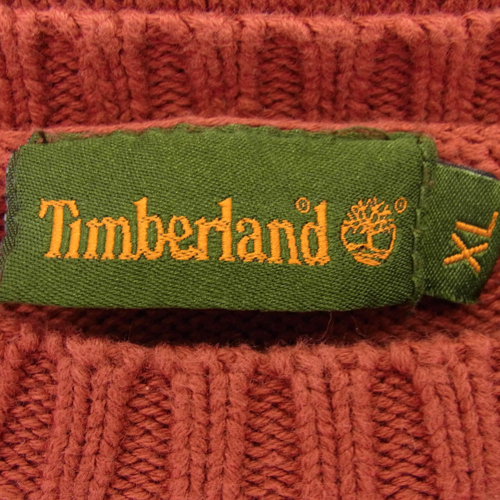 Timberland ティンバーランド Vintage ヴィンテージ 90s 袖ロゴ刺繍 ニット セーター エンジ系 XL【中古】