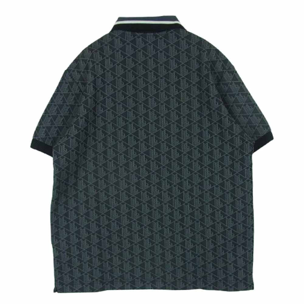 LACOSTE ラコステ DH1417-10 モノグラム ジャカード ポロシャツ 半袖 ダークグレー系 ブラック系 L 5【美品】【中古】