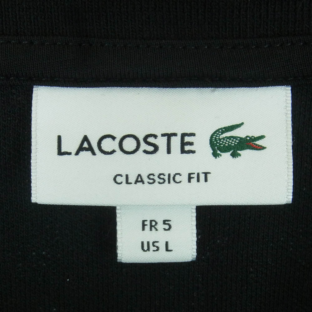 LACOSTE ラコステ DH1417-10 モノグラム ジャカード ポロシャツ 半袖 ダークグレー系 ブラック系 L 5【美品】【中古】