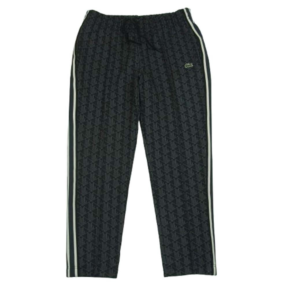 LACOSTE ラコステ XH1440-10 サイドテーピング モノグラム ジャカード トラック パンツ ブラック系 グレー系 L 5【美品】【中古】