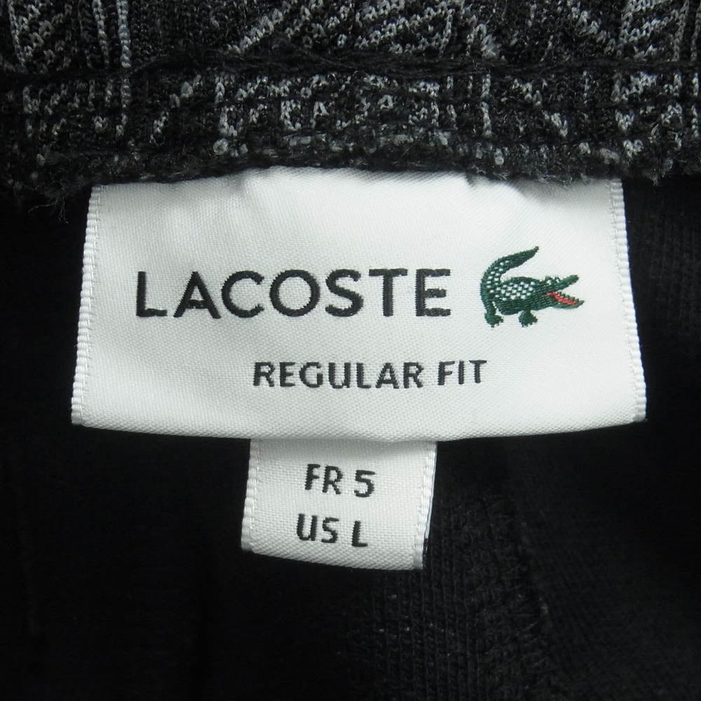 LACOSTE ラコステ XH1440-10 サイドテーピング モノグラム ジャカード トラック パンツ ブラック系 グレー系 L 5【美品】【中古】