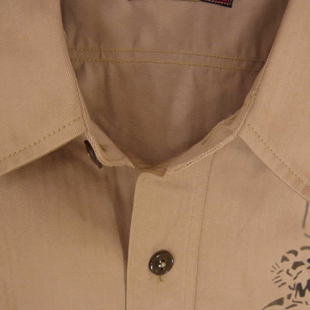 Buzz Rickson's バズリクソンズ BR29476 HERRINGBONE WORK SHIRT FLYING TIGERS ヘリンボーン 長袖 ワークシャツ ステンシル ブラウン系 L【極上美品】【中古】