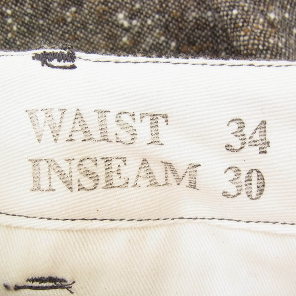 Buzz Rickson's バズリクソンズ BR42467 AVIATION ASSOCIATES NEP WOOL TROUSERS ネップ ウール トラウザース パンツ ブラウン系 34【極上美品】【中古】