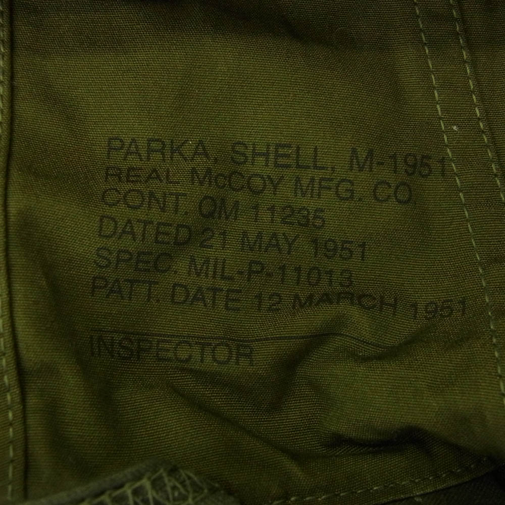 The REAL McCOY'S ザリアルマッコイズ MJ17118 M-1951 PARKA 55-P-4982-20 M51 フィッシュテール モッズコート カーキ系【美品】【中古】