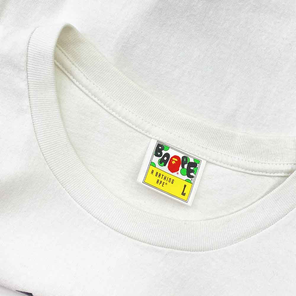 A BATHING APE アベイシングエイプ 001TEG301040X ヘッド フレイム カレッジ ロゴ プリント カットソー 半袖 Tシャツ ホワイト ホワイト系 L【中古】
