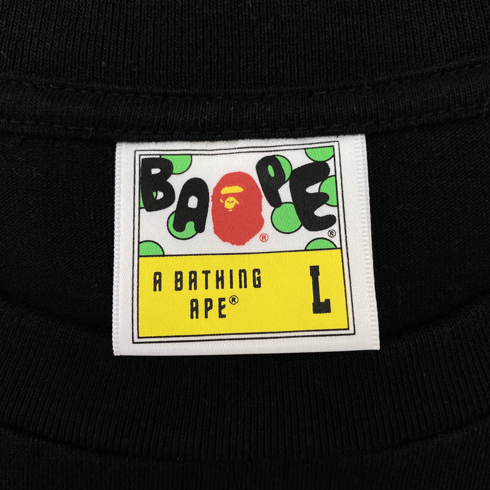 A BATHING APE アベイシングエイプ 001TEG301078X ネオン カレッジ ロゴ プリント カットソー 半袖 Tシャツ ブラック Lサイズ ブラック系 L【中古】