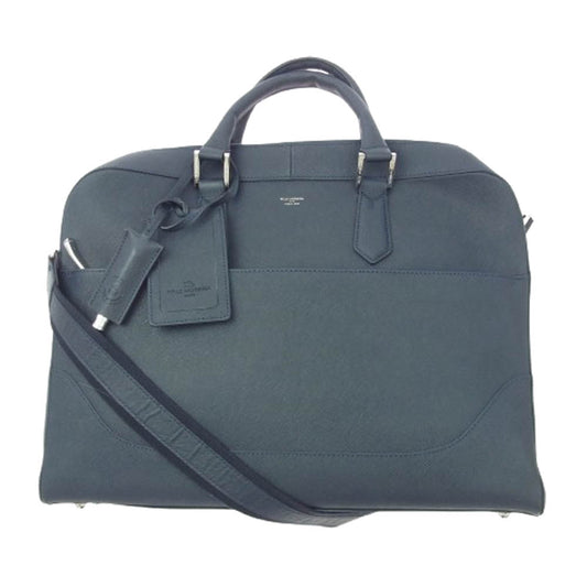PELLE MORBIDA ペッレモルビダ CA013B- CAPITANO キャピターノ レザー ブリーフケース ビジネス バッグ ネイビー系【中古】