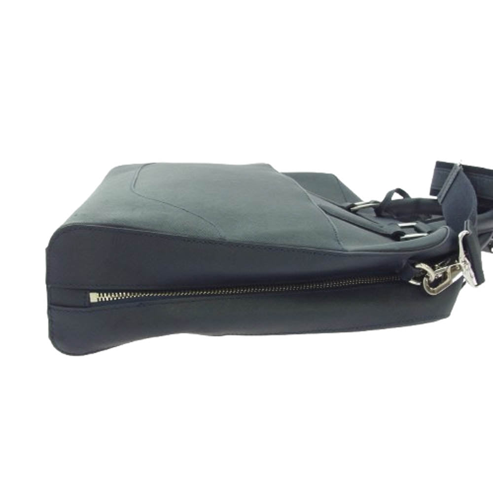 PELLE MORBIDA ペッレモルビダ CA013B- CAPITANO キャピターノ レザー ブリーフケース ビジネス バッグ ネイビー系【中古】