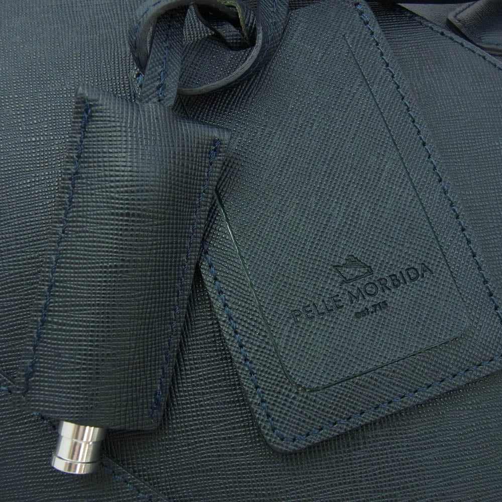 PELLE MORBIDA ペッレモルビダ CA013B- CAPITANO キャピターノ レザー ブリーフケース ビジネス バッグ ネイビー系【中古】