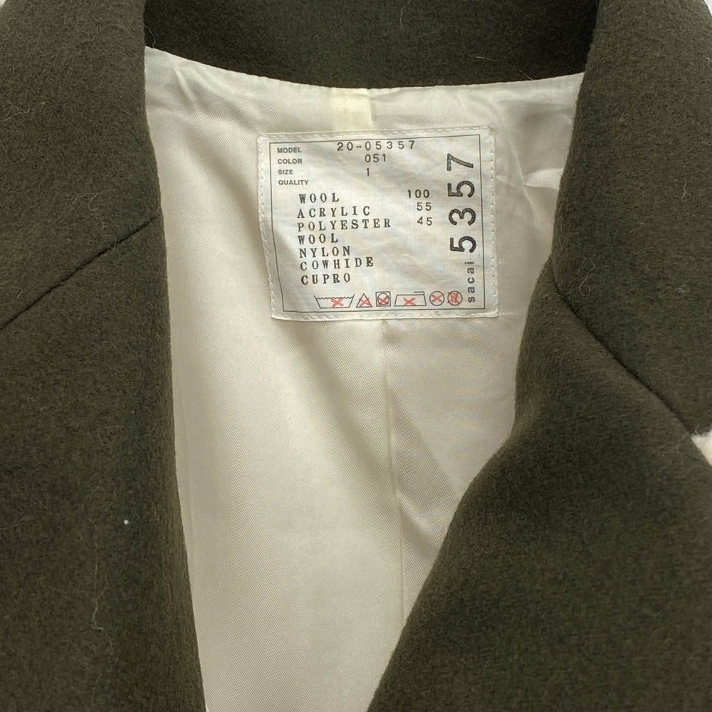 Sacai サカイ 20AW 20-05357 ドッキング ボア ウール コート ベージュ系 1【中古】