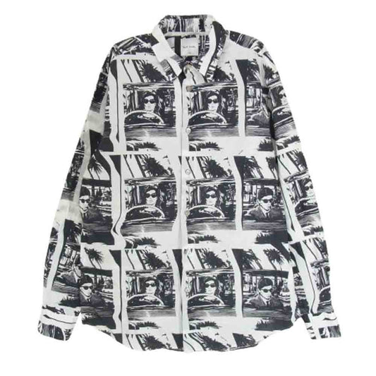 Paul Smith ポール・スミス PF-WR-86570 モノクローム シネマ コットン総柄 長袖シャツ ブラック系 L【中古】