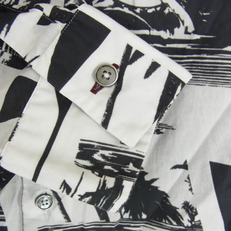 ed14 ポールスミス 長袖 カットソー 総柄 白×黒 ハイネック メンズL