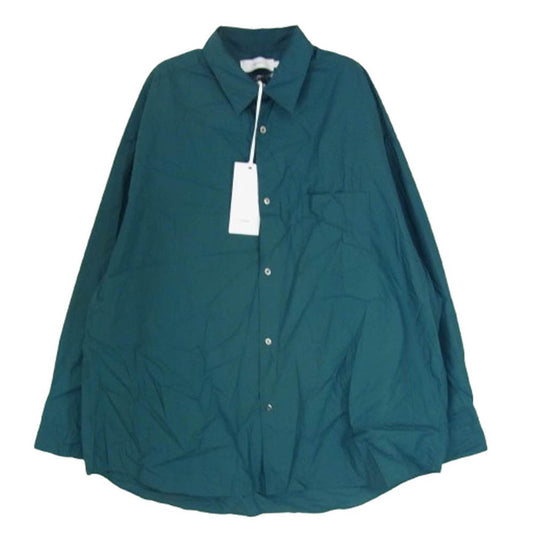 GRAPHPAPER グラフペーパー 24SS GM241-50001C Broad L/S Oversized Regular Collar Shirt スーピマコットン 長袖 シャツ グリーン系 F【中古】