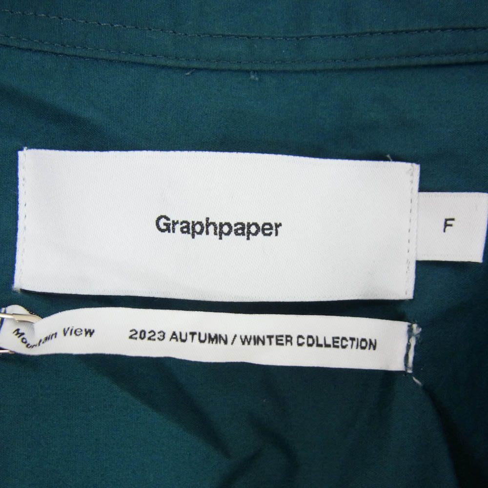 GRAPHPAPER グラフペーパー 24SS GM241-50001C Broad L/S Oversized Regular Collar Shirt スーピマコットン 長袖 シャツ グリーン系 F【中古】