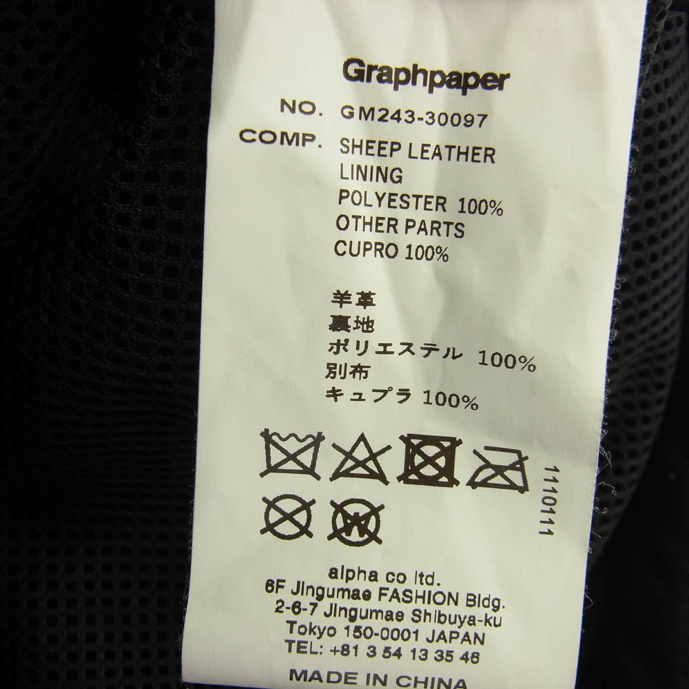 GRAPHPAPER グラフペーパー 24AW GM243-30097 Sheep Leather Track Blouson シープ レザー トラック ブルゾン ジャケット ブラック系 2【美品】【中古】