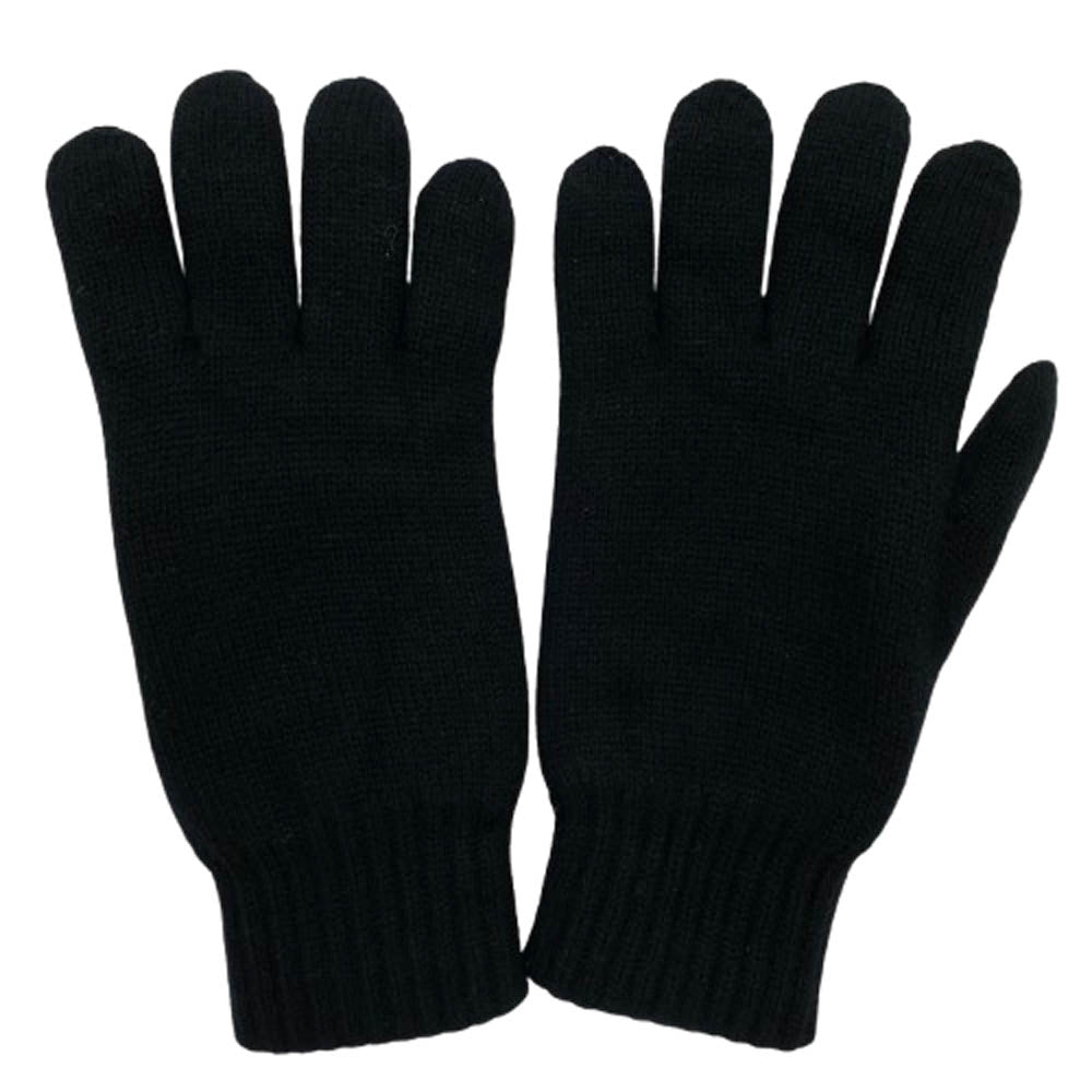 BOTTEGAVENETA ボッテガヴェネタ 596174 4V536 カシミヤ100％ ロゴレザーパッチ グローブ 手袋 ブラック系 M【新古品】【未使用】【中古】