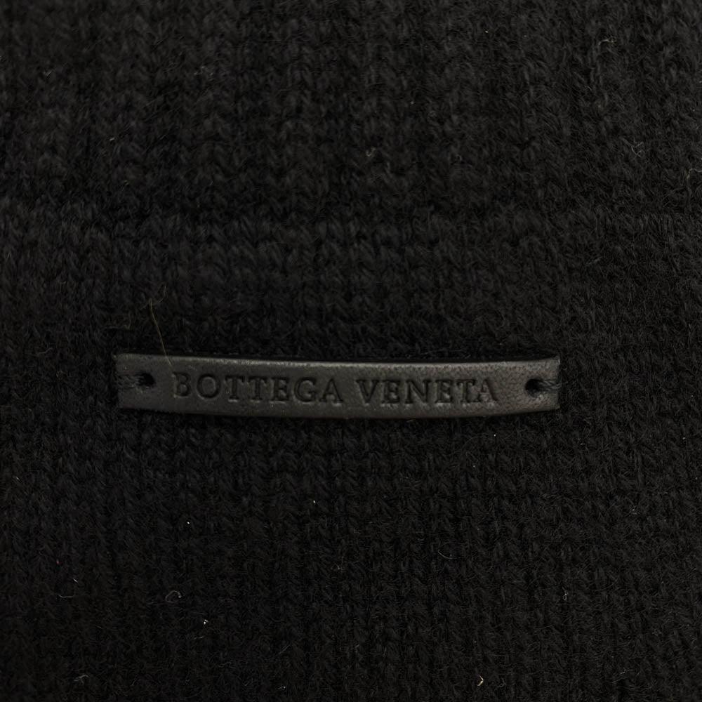 BOTTEGAVENETA ボッテガヴェネタ 596174 4V536 カシミヤ100％ ロゴレザーパッチ グローブ 手袋 ブラック系 M【新古品】【未使用】【中古】
