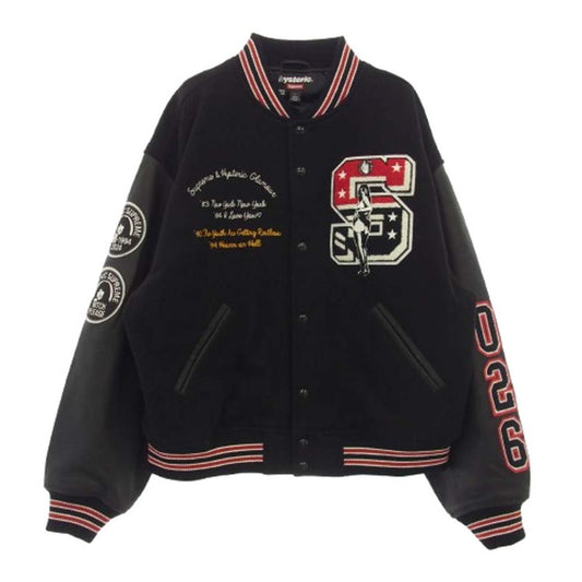 Supreme シュプリーム 24AW × Hysteric Glamour Varsity Jacket ヒステリックグラマー バーシティー ジャケット スタジアム ジャケット スタジャン ブラック系 L【美品】【中古】