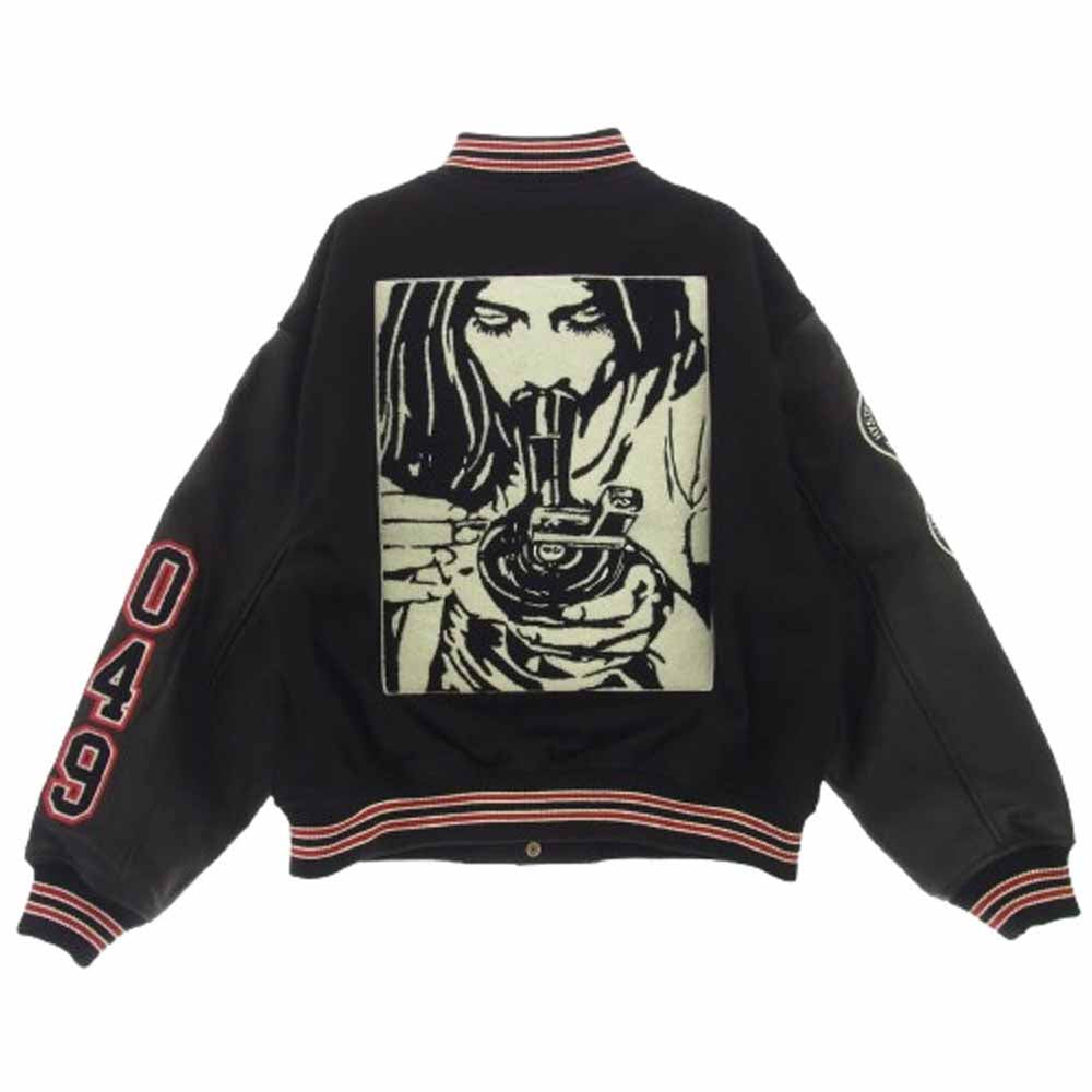 Supreme シュプリーム 24AW × Hysteric Glamour Varsity Jacket ヒステリックグラマー バーシティー ジャケット スタジアム ジャケット スタジャン ブラック系 L【美品】【中古】