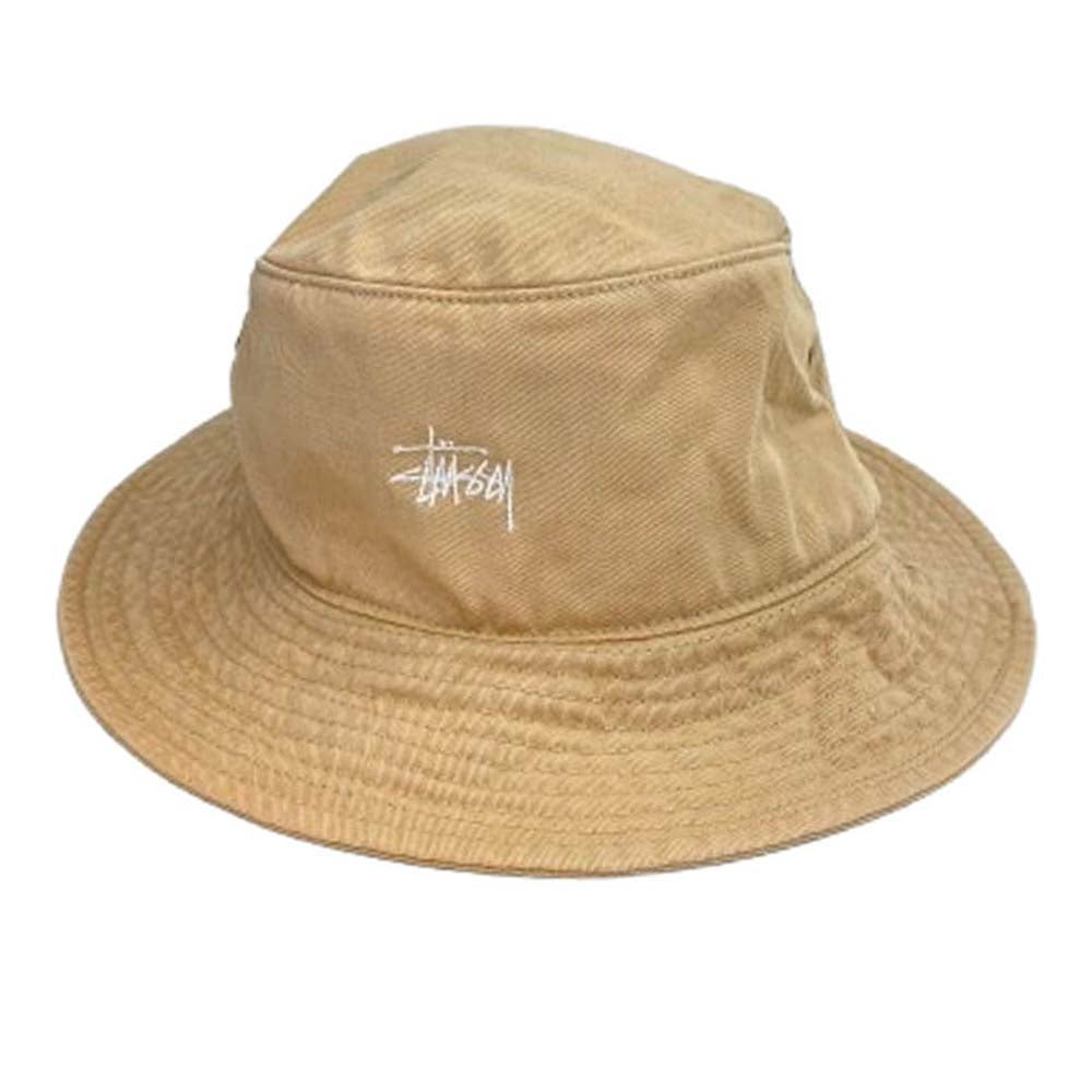 STUSSY ステューシー ロゴ 刺繍 バケットハット ベージュ ベージュ系 S/M 58CM【中古】
