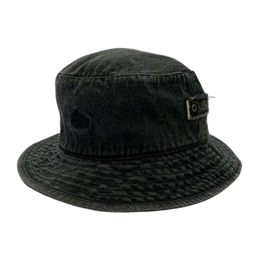STUSSY ステューシー ロゴ 刺繍 ブラック デニム バケットハット ブラック系 L/XL【中古】