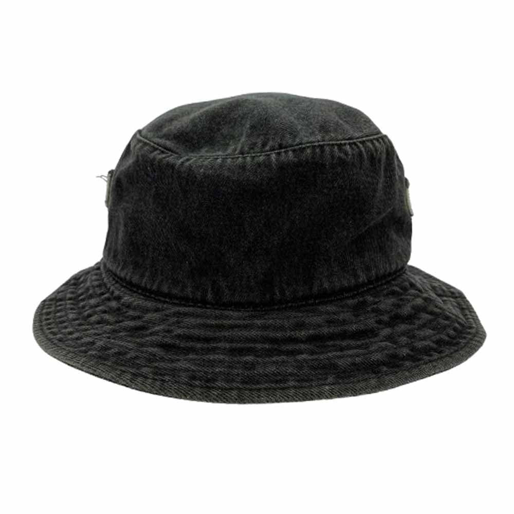 STUSSY ステューシー ロゴ 刺繍 ブラック デニム バケットハット ブラック系 L/XL【中古】