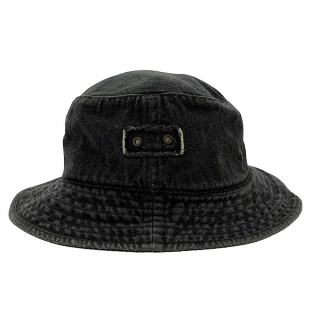 STUSSY ステューシー ロゴ 刺繍 ブラック デニム バケットハット ブラック系 L/XL【中古】