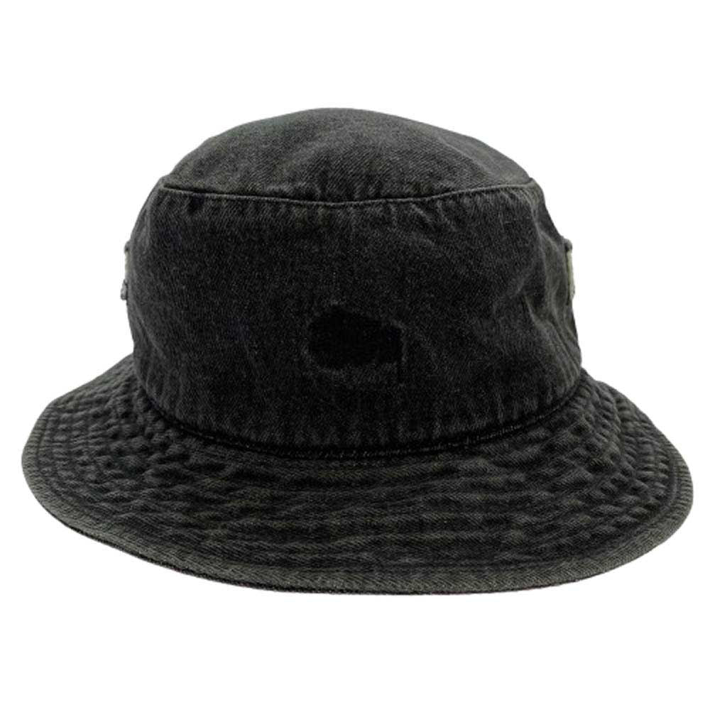 STUSSY ステューシー ロゴ 刺繍 ブラック デニム バケットハット ブラック系 L/XL【中古】