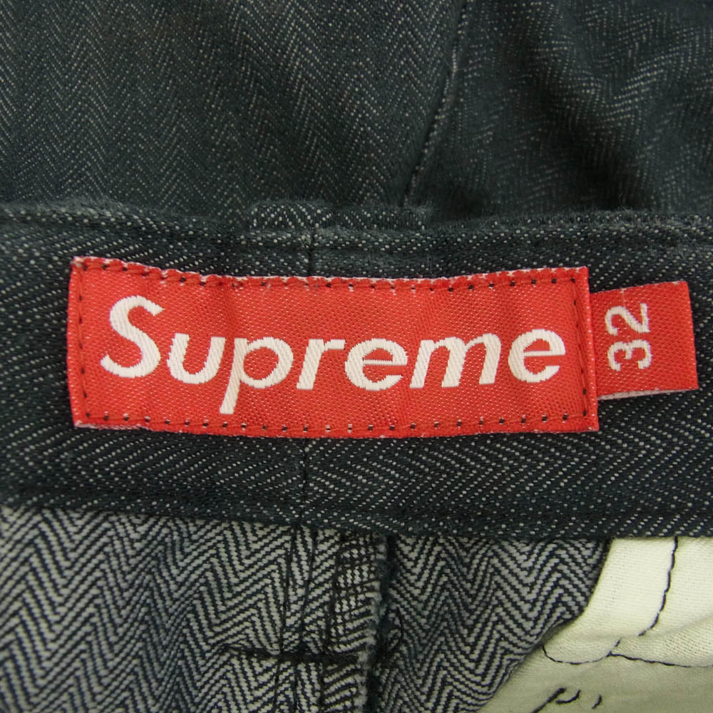 Supreme シュプリーム USA製 ヘリンボーン カーゴ ショーツ ハーフパンツ ブラック系 32【中古】