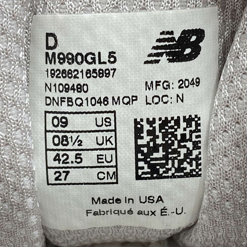 NEW BALANCE ニューバランス M990GL5 USA製 990V5 GRAY グレー ローカット スニーカー グレー系 27cm【中古】