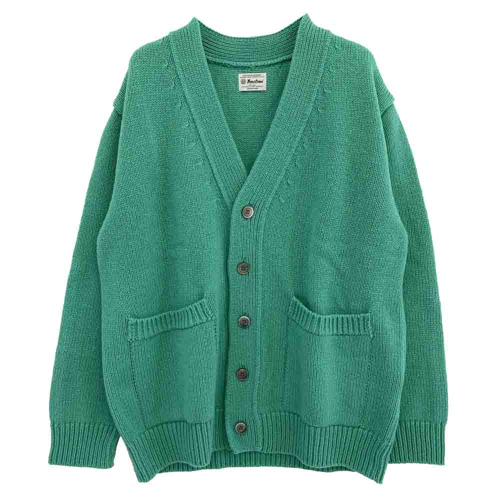 ヨネトミ 95-224-020 SOFT LAMB WOOL KNIT C/D ソフト ラムウール ニット カーディガン グリーン系 1【中古】