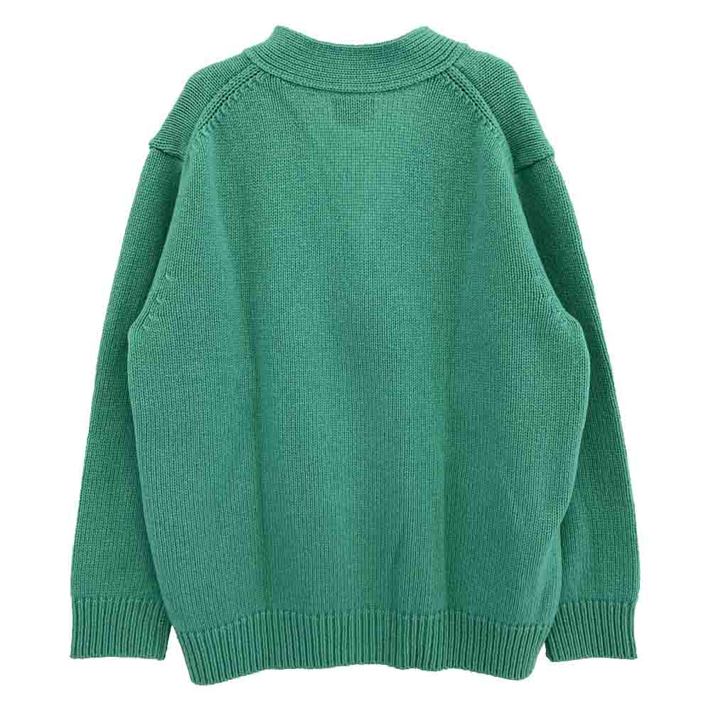 ヨネトミ 95-224-020 SOFT LAMB WOOL KNIT C/D ソフト ラムウール ニット カーディガン グリーン系 1【中古】