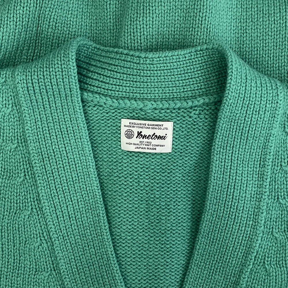 ヨネトミ 95-224-020 SOFT LAMB WOOL KNIT C/D ソフト ラムウール ニット カーディガン グリーン系 1【中古】