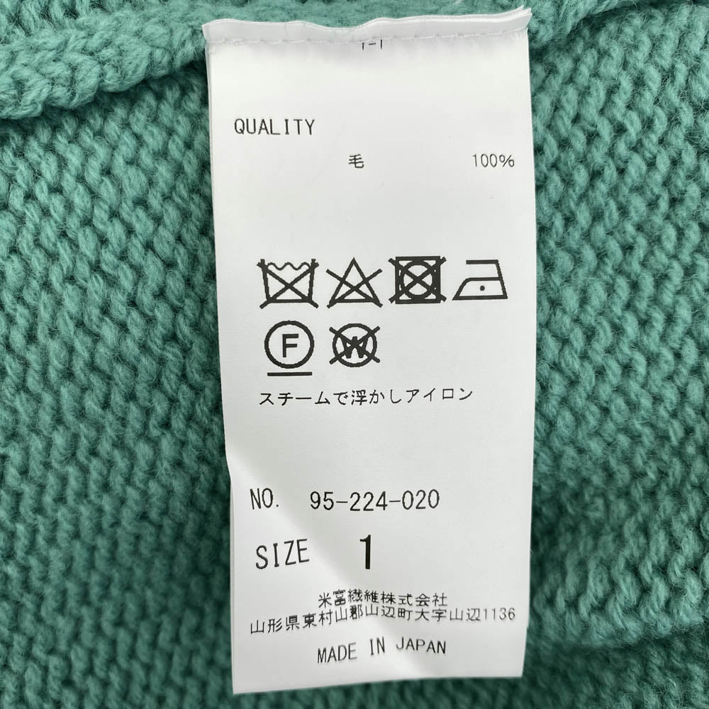 ヨネトミ 95-224-020 SOFT LAMB WOOL KNIT C/D ソフト ラムウール ニット カーディガン グリーン系 1【中古】