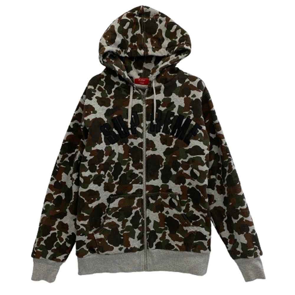 Supreme シュプリーム 12AW Arc Logo Thermal Zip-Up Sweatshirt カモ 迷彩 アーチロゴ 裏地サーマル ジップアップ スウェット フーディ パーカー マルチカラー系 M【中古】