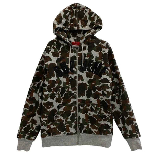 Supreme シュプリーム 12AW Arc Logo Thermal Zip-Up Sweatshirt カモ 迷彩 アーチロゴ 裏地サーマル ジップアップ スウェット フーディ パーカー マルチカラー系 M【中古】