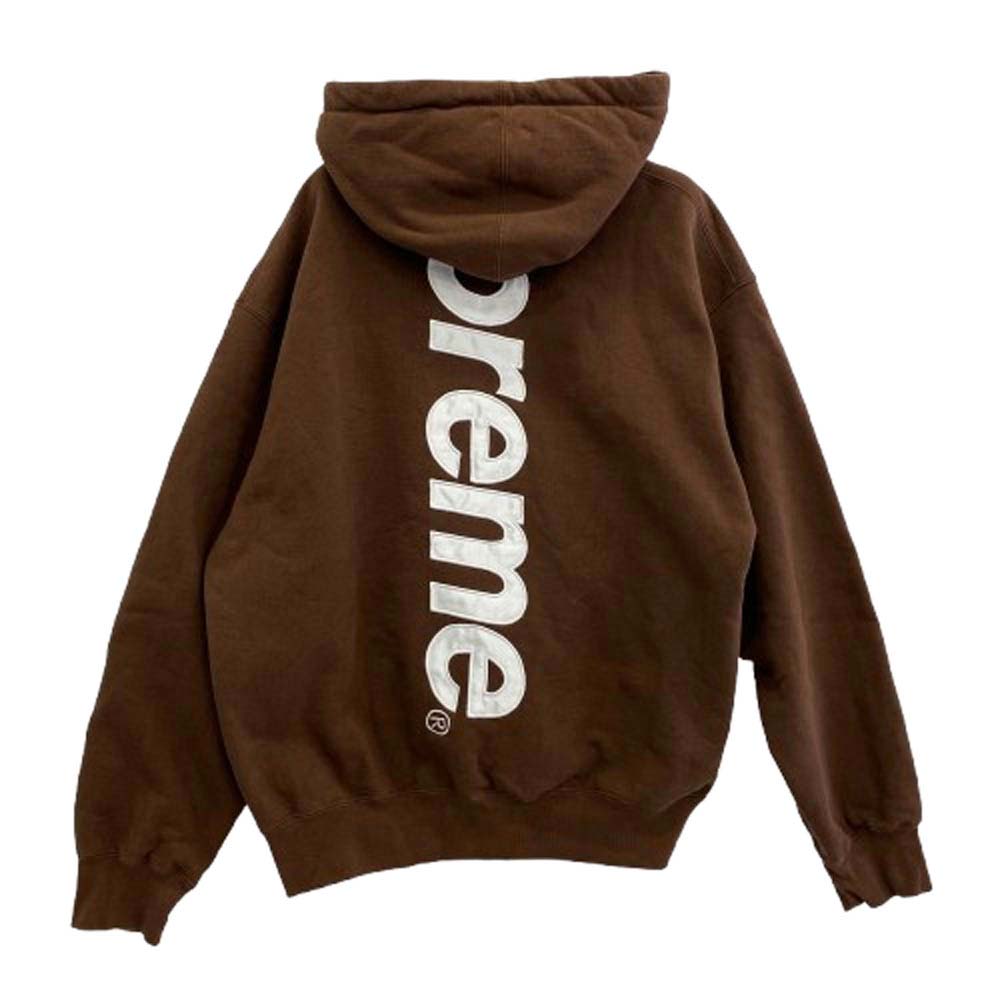 Supreme シュプリーム 24AW Satin Applique Hooded Sweatshirt サテン アップリケ フーデッド スウェットシャツ フーディ パーカー ブラウン系 M【中古】