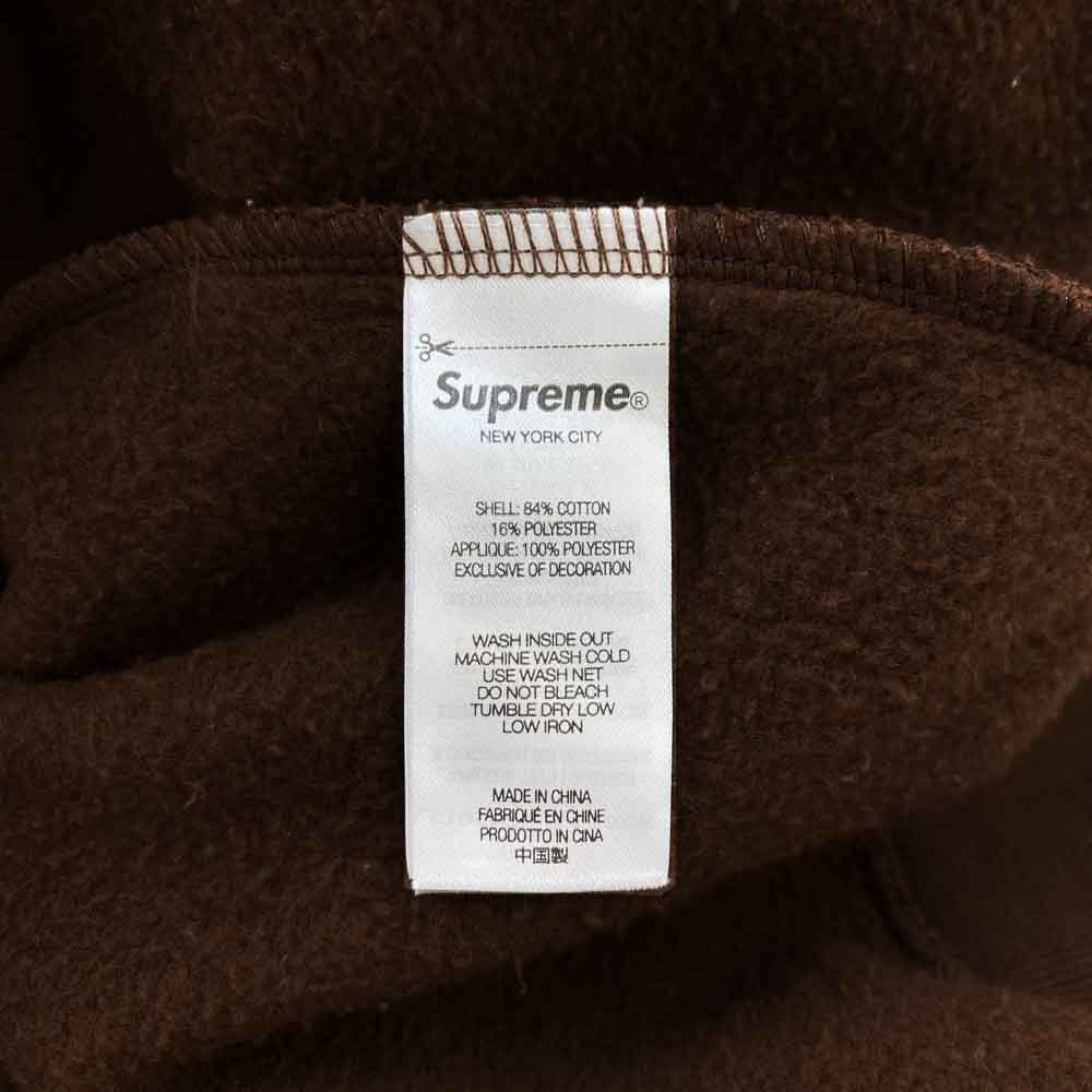 Supreme シュプリーム 24AW Satin Applique Hooded Sweatshirt サテン アップリケ フーデッド スウェットシャツ フーディ パーカー ブラウン系 M【中古】