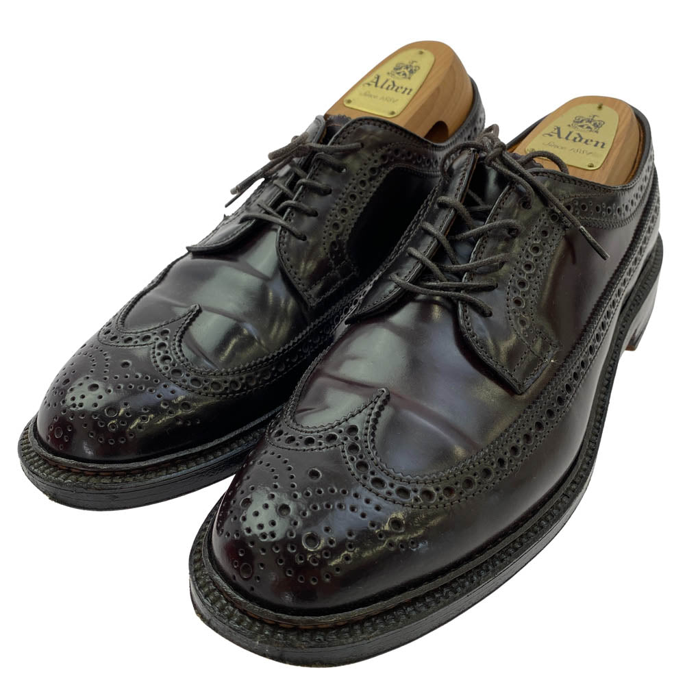 ALDEN オールデン 975 ロングウイング バリー コードバン ウイングチップ レースアップ レザー シューズ ブラウン系 7D【中古】