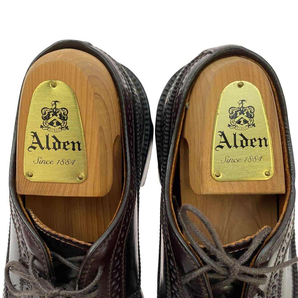 ALDEN オールデン 975 ロングウイング バリー コードバン ウイングチップ レースアップ レザー シューズ ブラウン系 7D【中古】