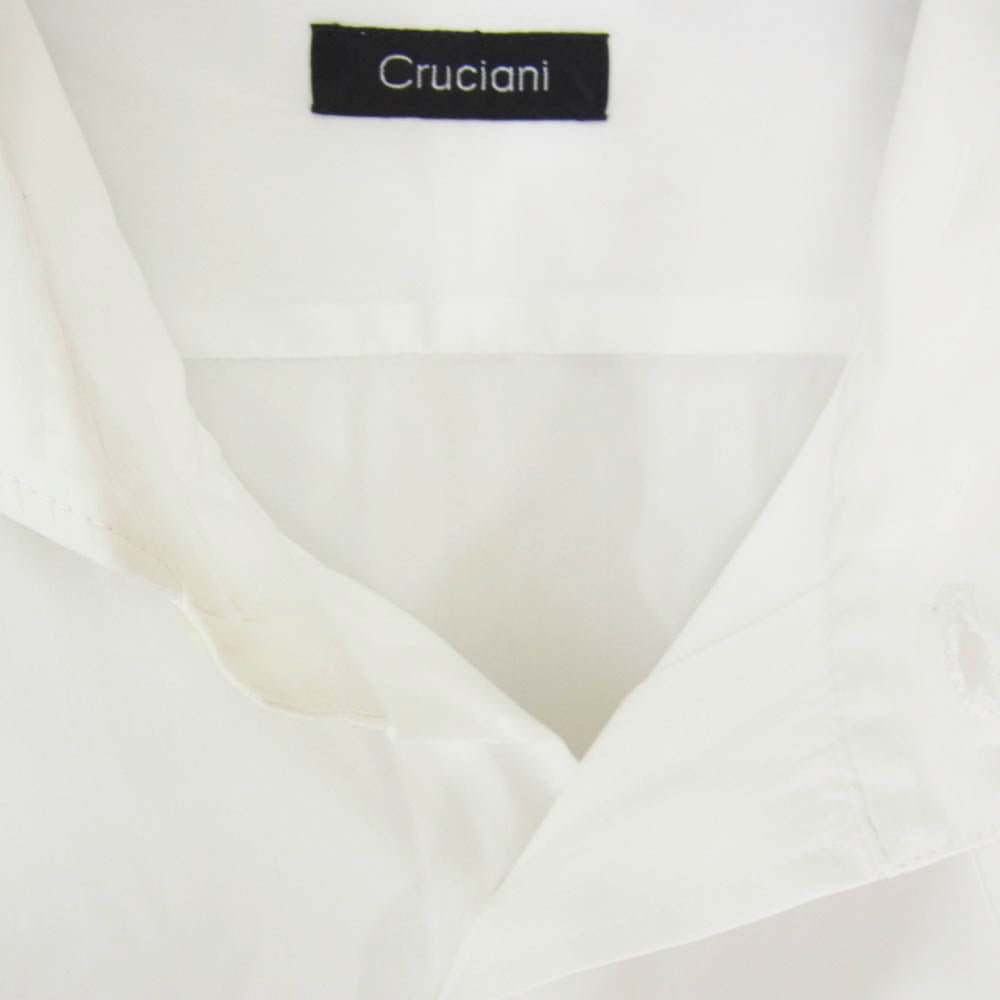 CRUCIANI クルチアーニ イタリア製 ワイドスプレッドカラー ストレッチ ドレスシャツ ホワイト系 40【中古】