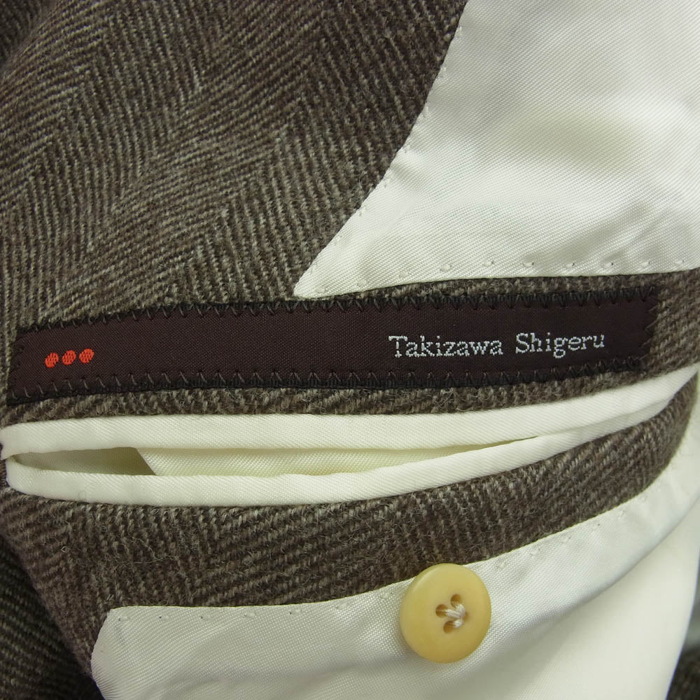タキザワシゲル ヘリンボーンウール チェスターコート ブラウン系 48【中古】