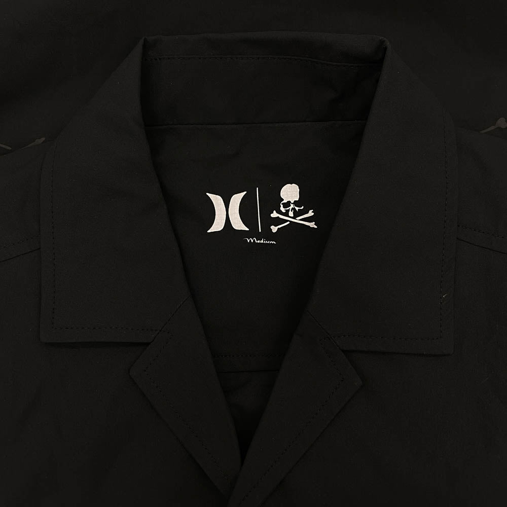 マスターマインド × Hurley ハーレー 24MMMCWV08 PHANTOM WOVEN SHIRT ファントム オープンカラー 半袖シャツ ブラック系 M【新古品】【未使用】【中古】